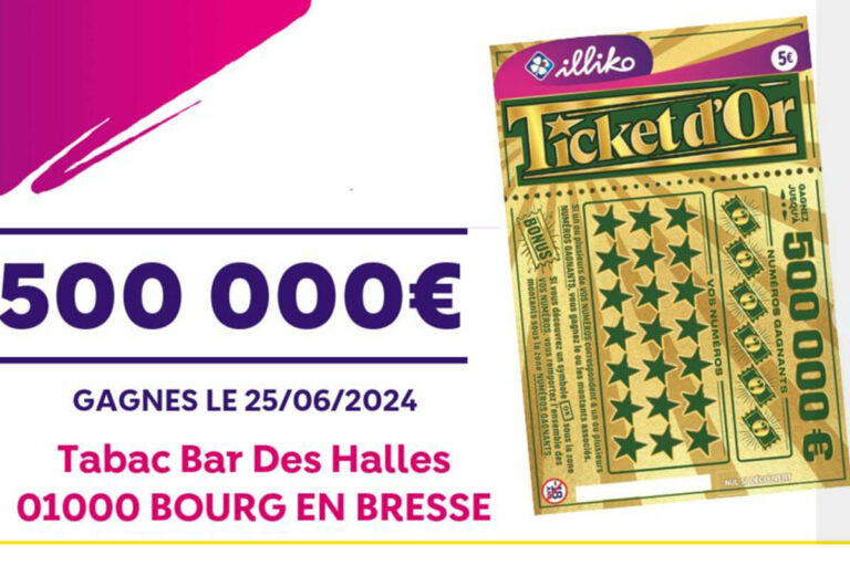 FDJ : 500 000€ remporté à Bourg-en-Bresse au jeu de grattage Ticket d’Or