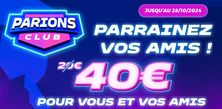 Parrainage Parions Sport : 40€ de freebets pour parrainer un ami | Octobre 2024