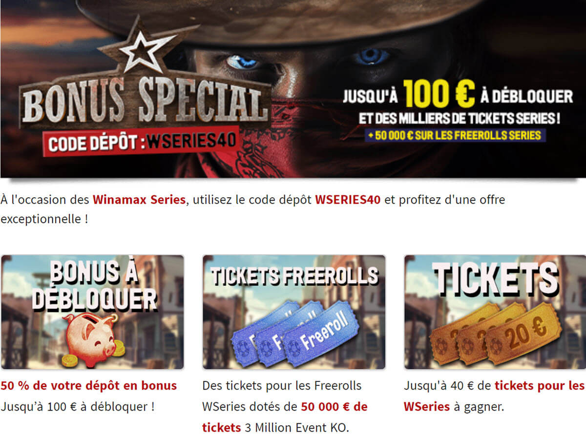 Code bonus Winamax Series : les 3 gros piliers bonus