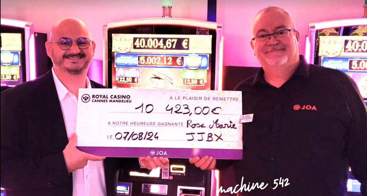 Un jackpot de 10 000€ remporté au Casino de Cannes Mandelieu le 7 août