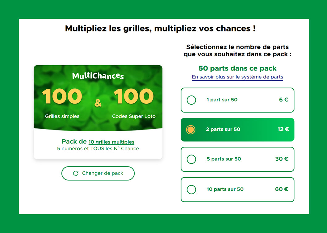 Super Loto : les packs multichances