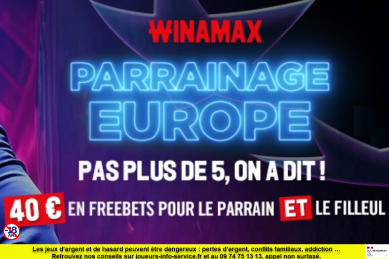 Paris Sportifs : Winamax double son offre de parrainage jusqu’au 4 octobre avec 40€ offerts