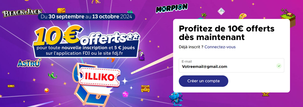 code promo Illiko sur FDJ.fr pour un bonus de 10€ jusqu'au 13 octobre