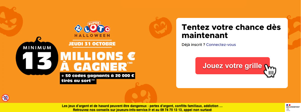 Jouer une grille Super Loto pour Halloween