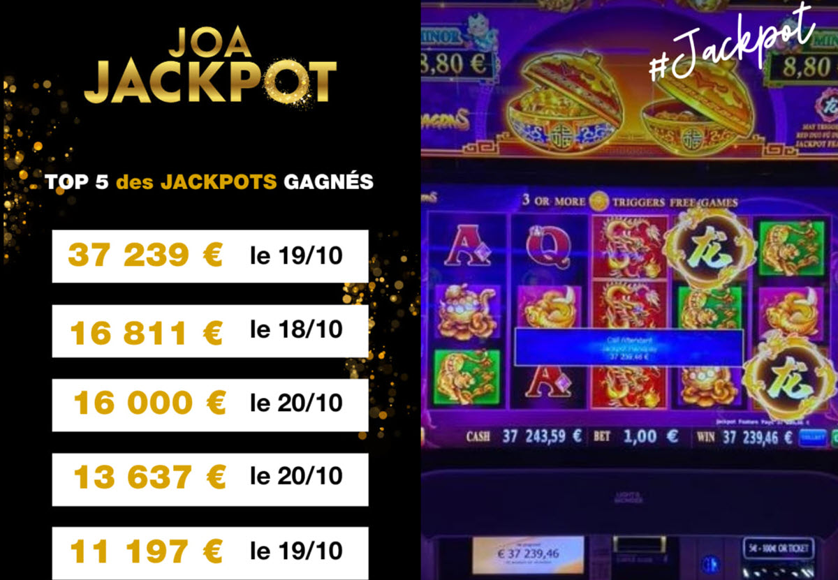 Les jackpots remportés au Casino de Bagnoles de l'Orne en octobre 2024