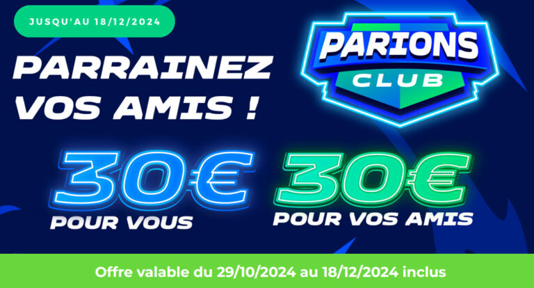 Parrainage Parions Sport : 60€ de freebets pour parrainer un ami | Novembre 2024