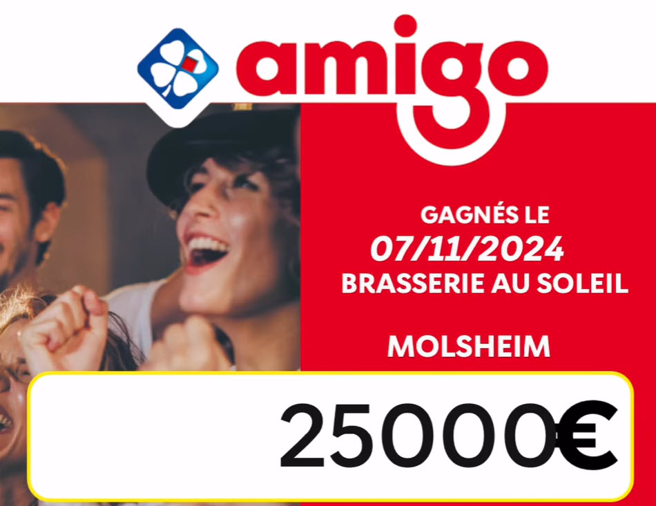 L'affiche du gain Amigo de 25 000€ remporté à Molsheim dans le Bas-Rhin