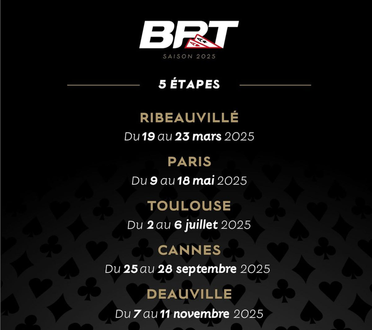 Les dates et villes du BPT 2025