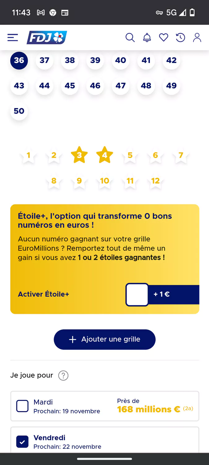 Validation de votre grille EuroMillions du 22 novembre pour ce tirage du vendredi.