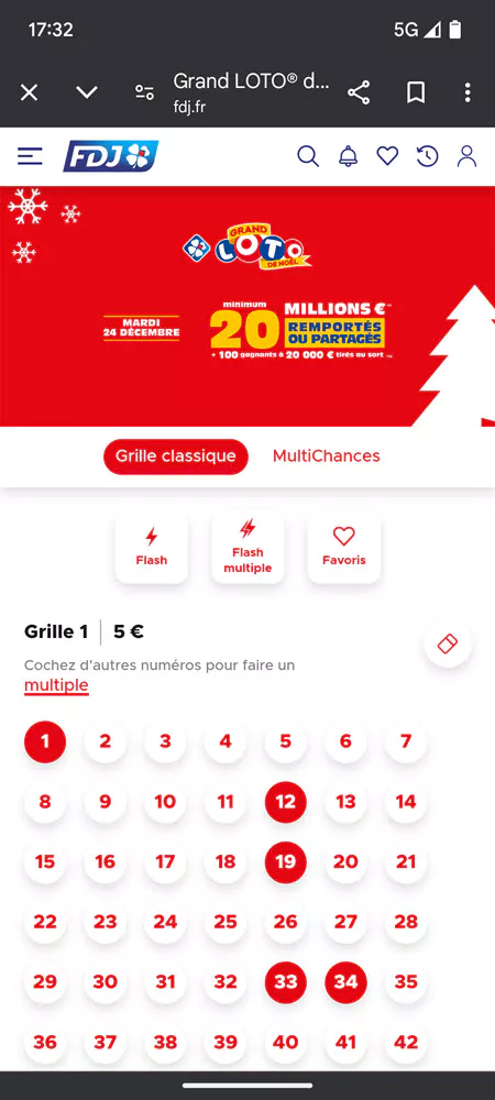 Choisissez 5 numéros parmi les 49 disponibles sur votre grille Grand Loto.