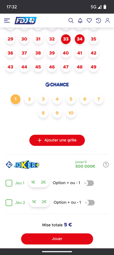 Choisissez un numéro Chance parmi les 10 numéros disponibles pour ce Loto de Noël.