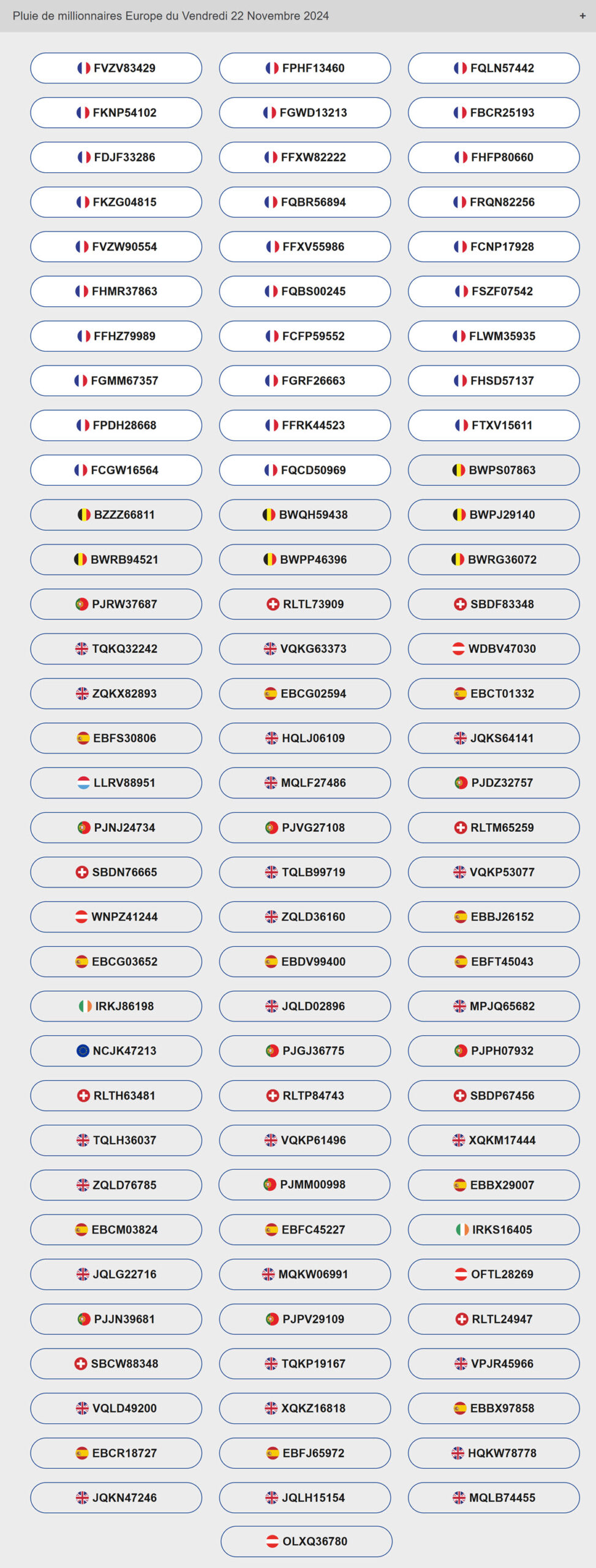 La liste complète de 100 gagnants de la pluie de millionnaires Euromillions, 29 joueurs français sont devenus millionnaires