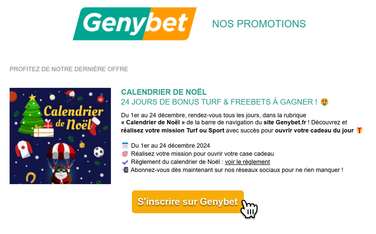 Promotion Genybet du mois de décembre 2024