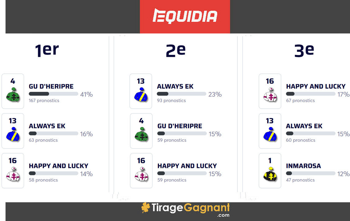 Pronostics Quinté+ du dimanche 29 décembre de la communauté Equidia