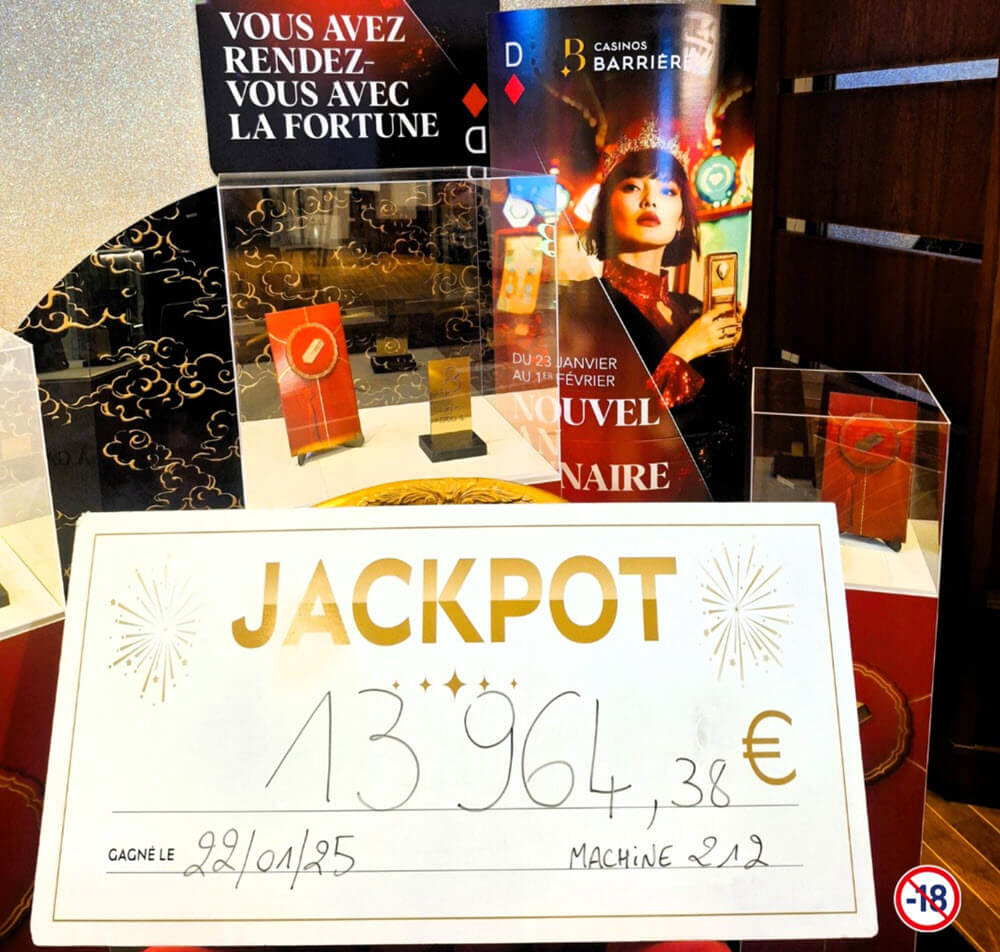 Gagnant du Casino de Ouistreham le mercredi 22 janvier pour près de 14 000€