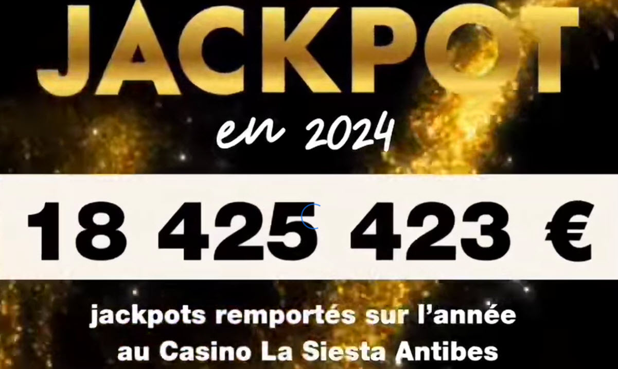 Les jackpots remportés au Casino d'Antibes La Siesta en 2024, plus de 18 millions d'euros de gains distribués