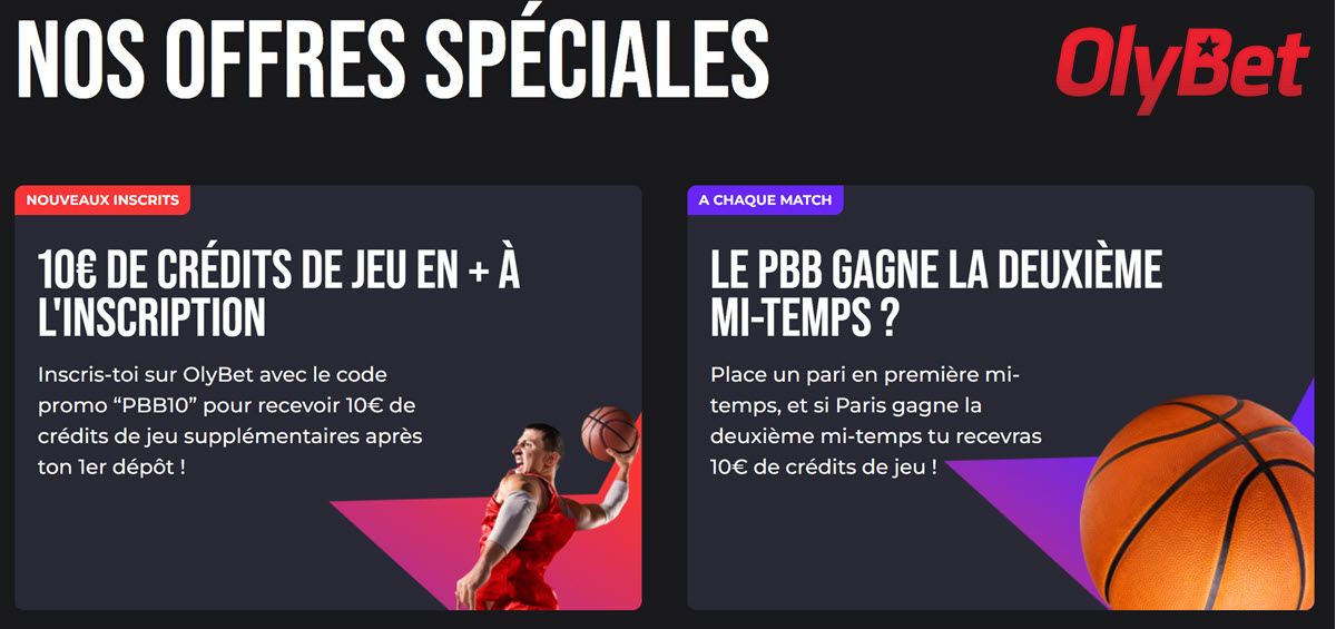 Les offres Olybet suite au partenariat avec le Paris Basketball