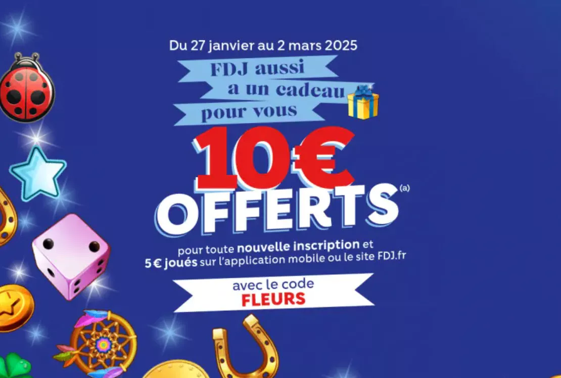 Code promo FDJ : FLEURS, recevez 10€ de e-crédits gratuits sur votre compte FDJ.fr