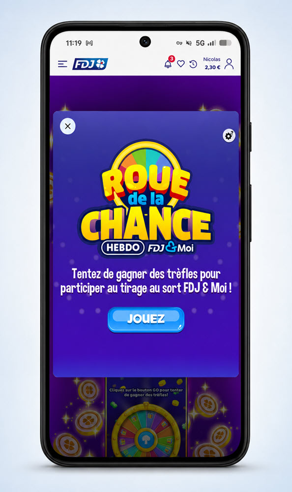 La roue de la chance sur votre compte FDJ&Moi