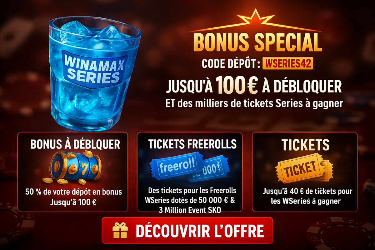 Winamax ; détail du code bonus WSERIES jusqu'au 17 avril et les cadeaux associés