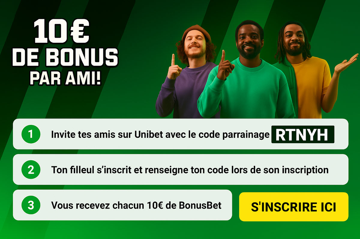 Les conditions pour obtenir votre parrainage et les freebets sur Unibet"]Les 3 étapes requises pour obtenir votre parrainage de 10€ via notre code unique "RTNYH" en 2025