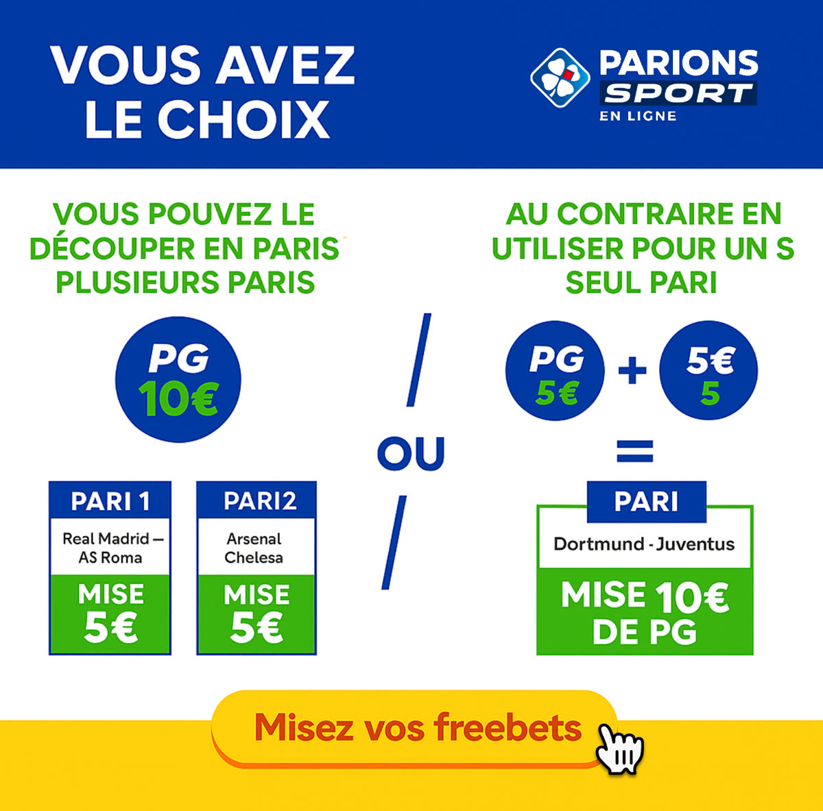 Utilisation de vos freebets en une fois ou en plusieurs mises