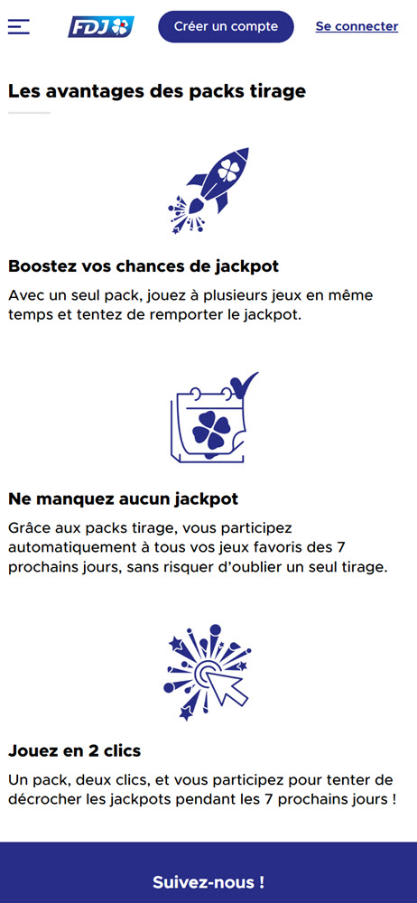 Les avantages de jouer avec  un Pack Tirage FDJ.