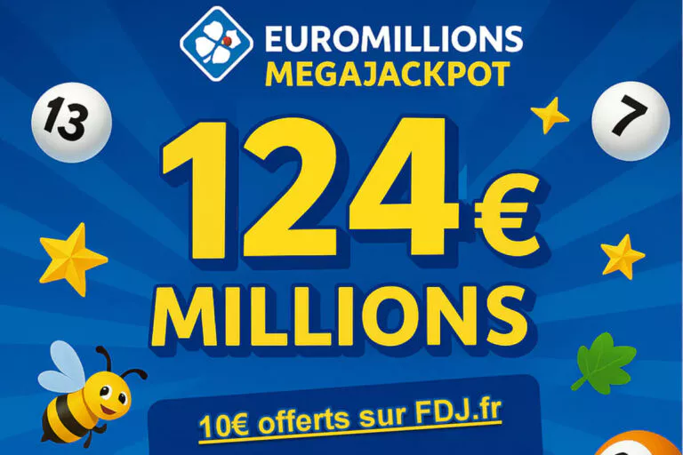 EuroMillions : 4 grilles offertes pour le jackpot de 124 millions d’euros avec un code promo