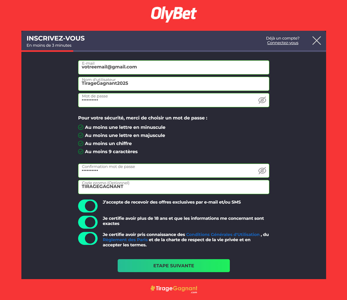 Les étapes d'inscription sur Olybet en 2025