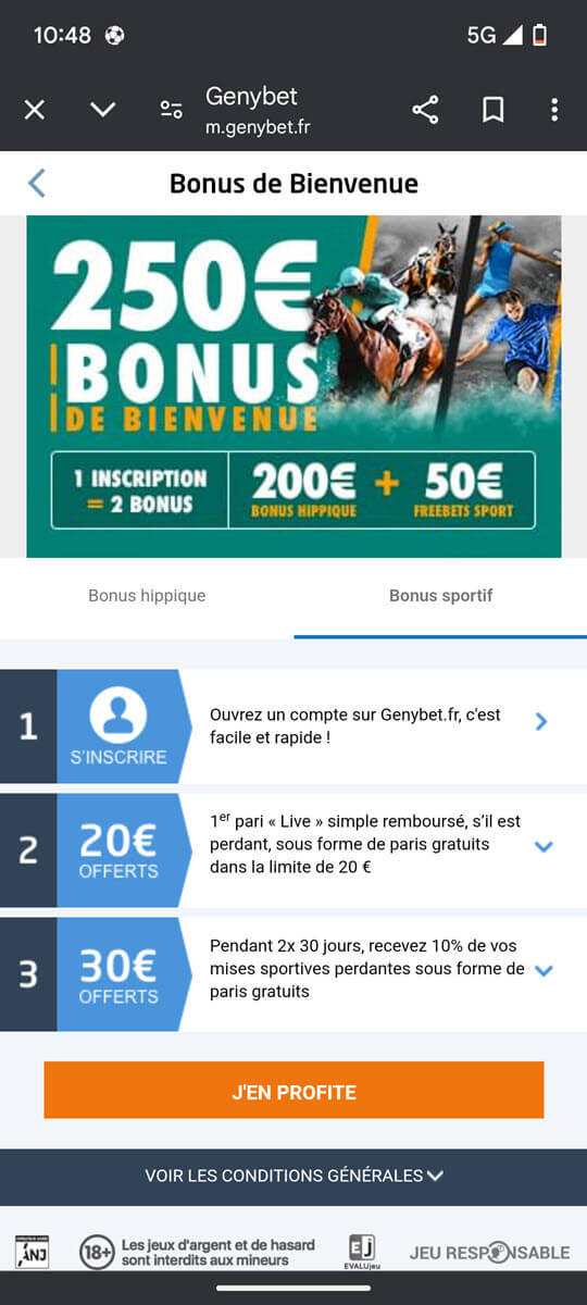 Le bonus Genybet pour les paris sportifs à hauteur de 50€ maximum en 2025.