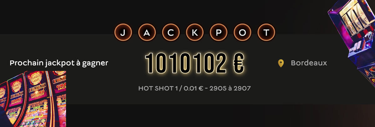 Jackpot record de plus de 1 million d'euros au Casino Barrière de Bordeaux aux machines à sous Hot Shot