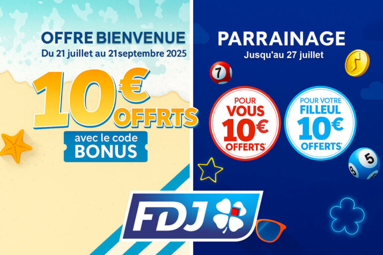 Promos de l’été FDJ : nouveau code promo et offre de parrainage, 20€ de e-crédits à cumuler