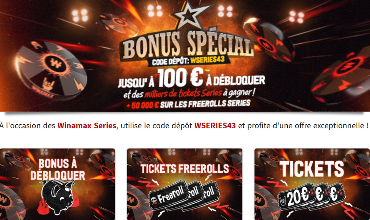 Winamax : les détails sur le code bonus WSERIES43