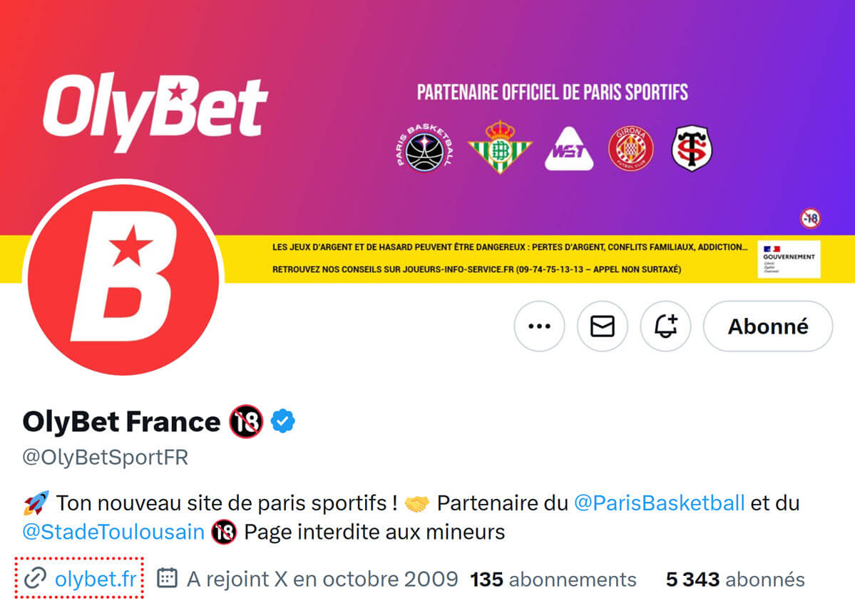 Olybet sur le réseau social X (ex-Twitter)