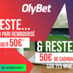 Bonus Olybet : 100€ remboursé en paris gratuits (50€ 1er pari + 50€ cashback) | Septembre 2025
