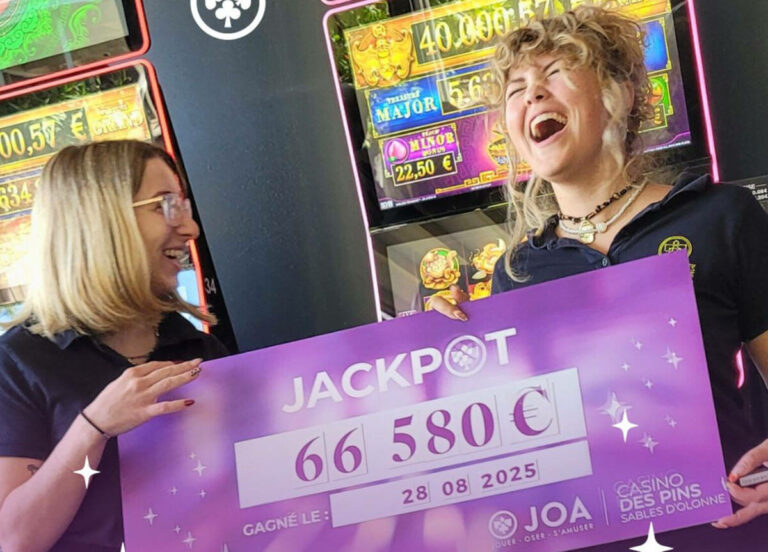 Casino : elle décroche le plus gros jackpot de l’année aux Sables d’Olonne, plus de 66 000 €