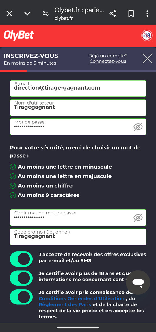 Les étapes d'inscription sur Olybet en 2025