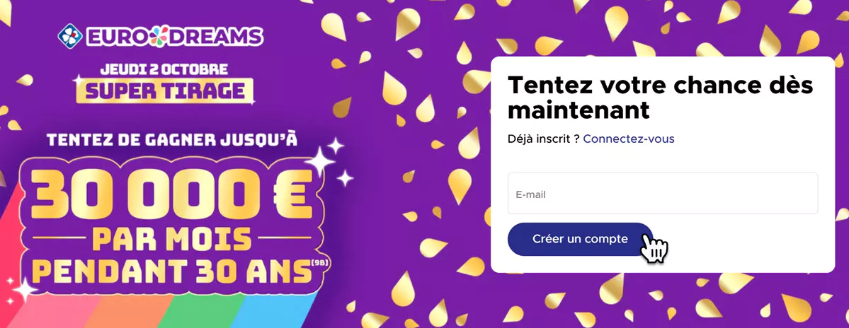 Jouer pour le super tirage Eurodreams du 2 octobre