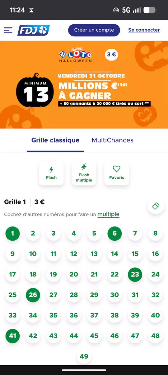 Cochez vos 5 numéros parmi les 49 disponibles sur la grille Super Loto