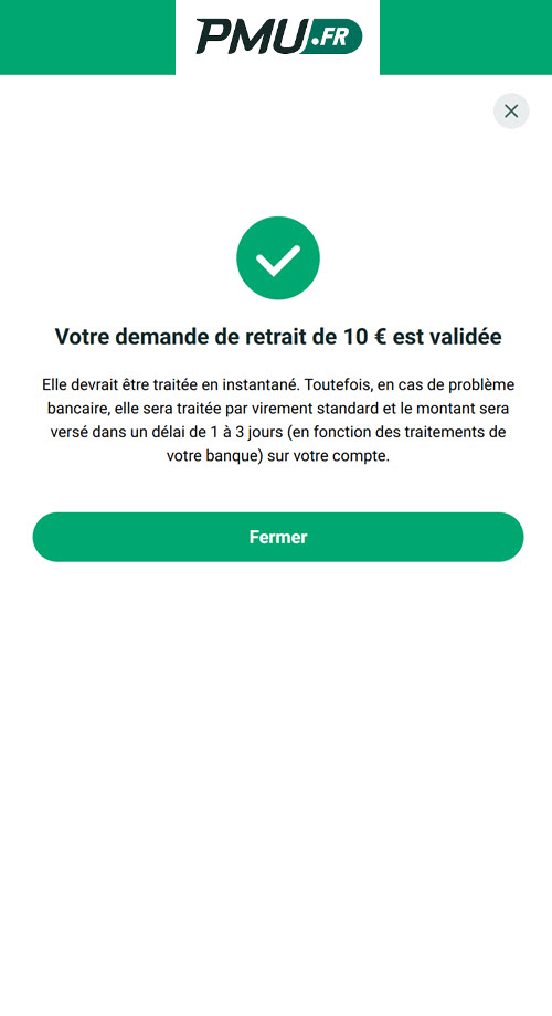 Validation et envoi de votre virement bancaire sous quelques secondes si votre compte bancaire est éligible.