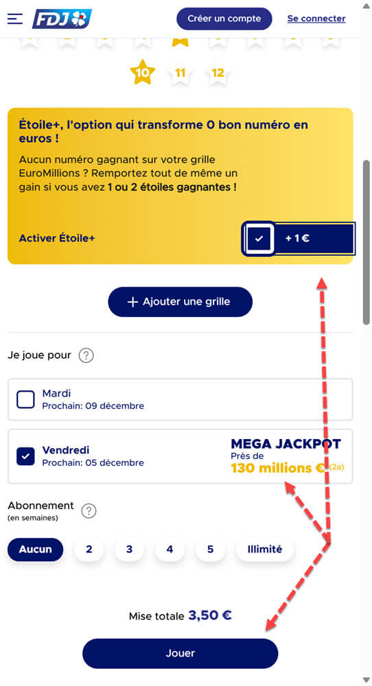Ajouter l'option Etoile+ à votre grille EuroMillions