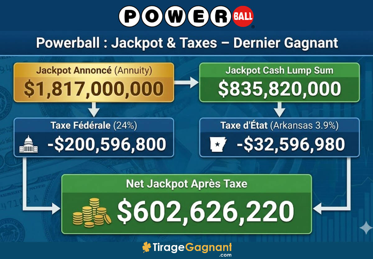 Calcul des taxes fédéral et d'état pour le nouveau gagnant du Powerball en Arkansas