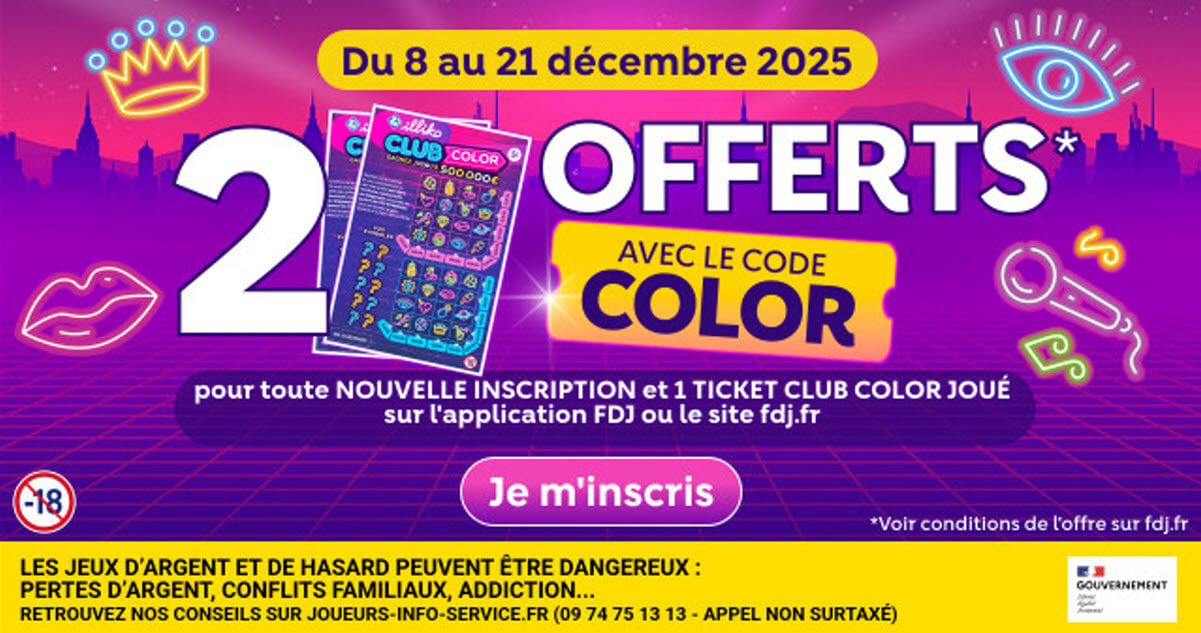 nouveau code promo FDJ COLOR valable jusqu'au 21 décembre 2025