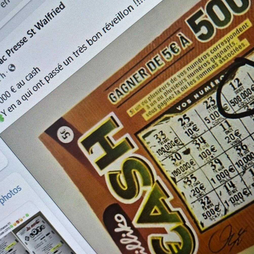 Le ticket gagnant CASH à 500 000€ publié sur le compte Facebook du tabac presse de Sarreguemines