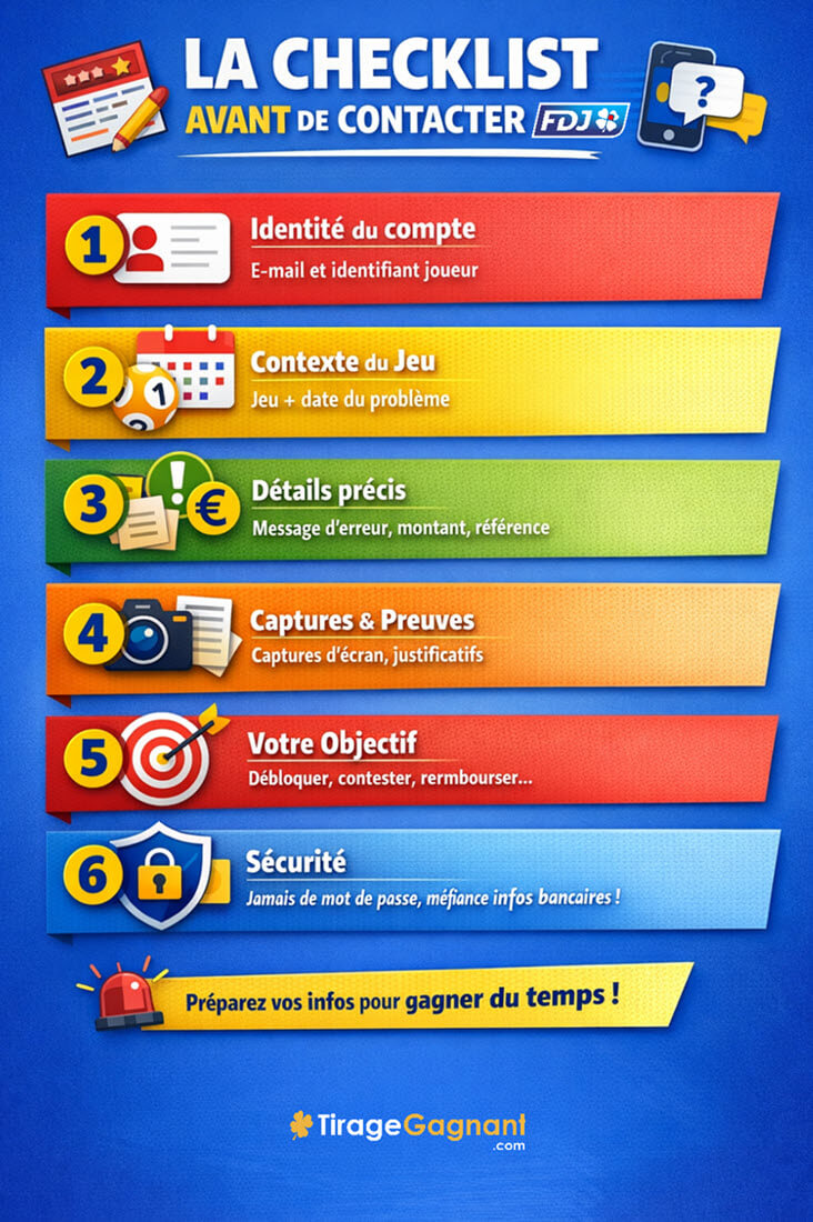 La checklist a avoir avant de contacter les services de la FDJ