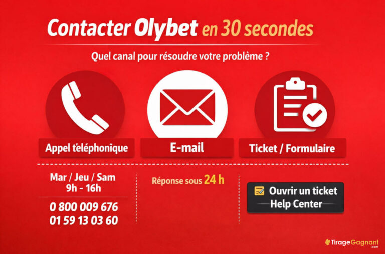 Service client Olybet : téléphone gratuit, email, formulaire (mise à jour 2026)