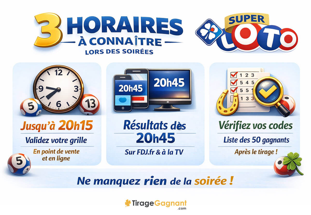 Les horaires des tirages Super Loto