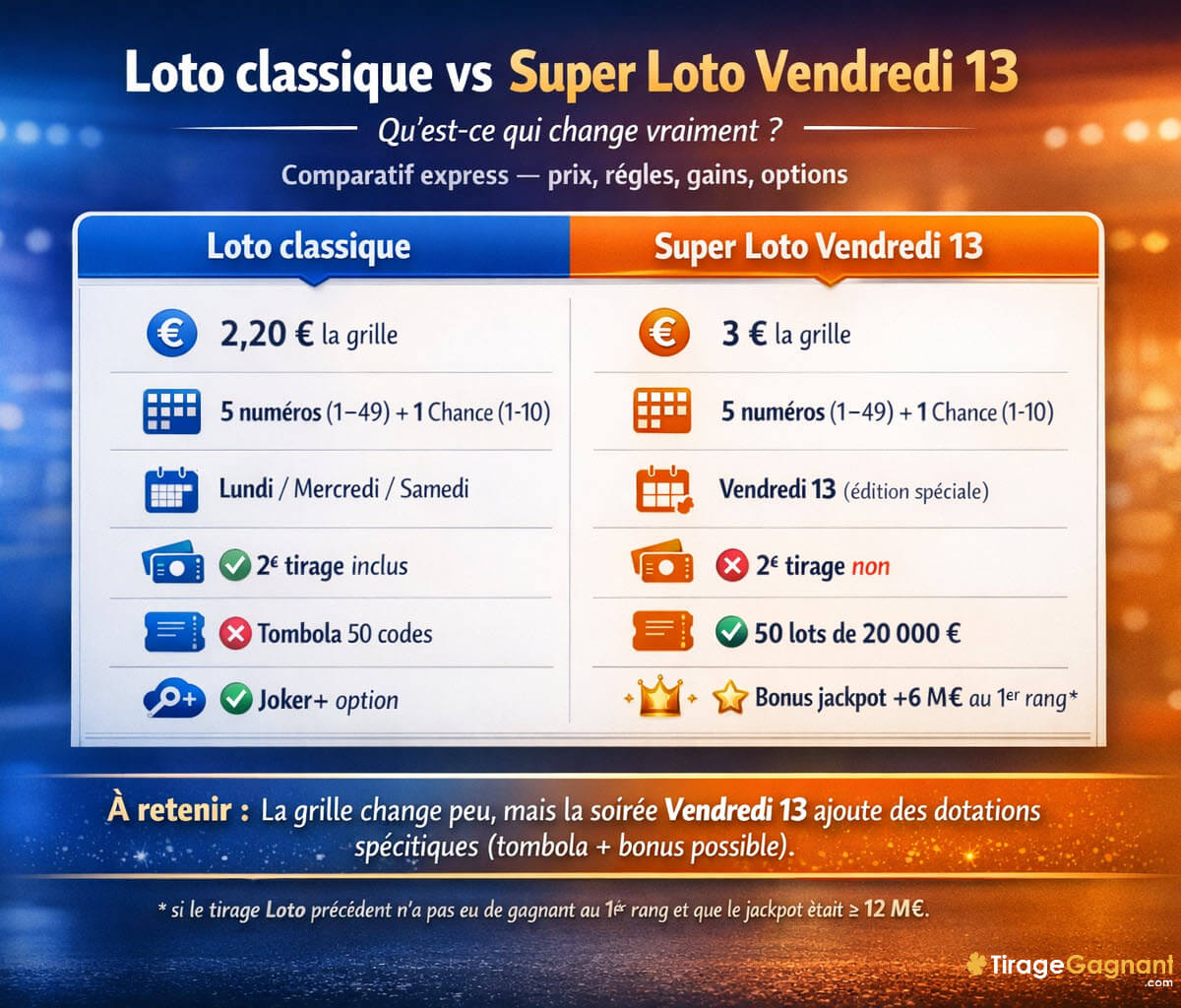 Les règles spécifiques ente un tirage Loto classique et un Super Loto du Vendredi 13.