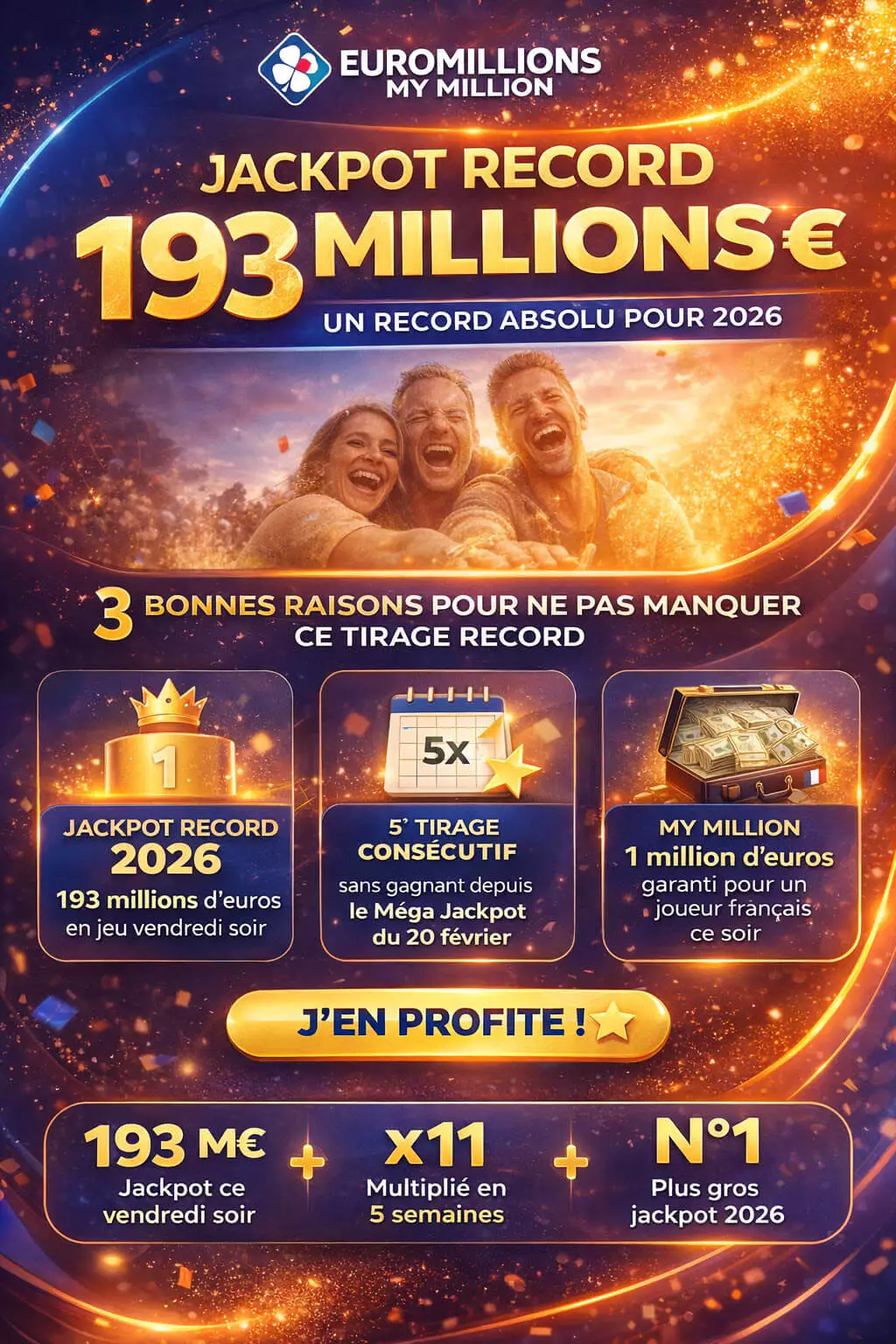 EuroMillions My Million :  un jackpot record de 193 millions d'euros, toutes les informations