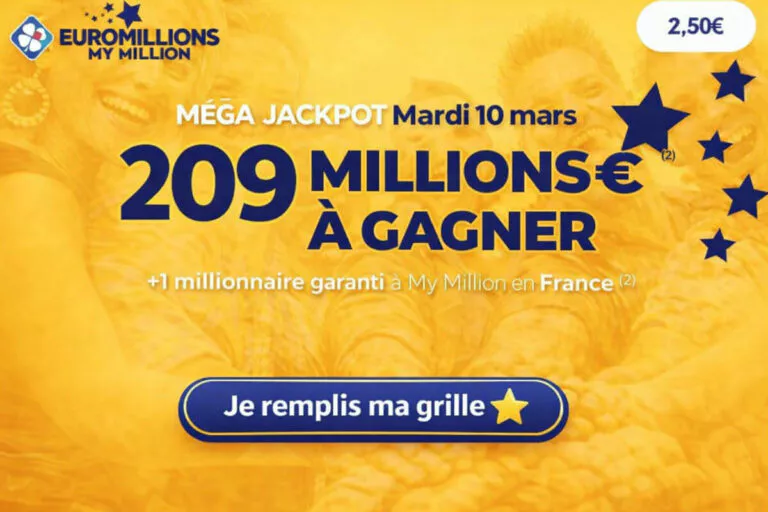 EuroMillions : la cagnotte atteint 209 millions d&rsquo;euros mardi 10 mars après un nouveau tirage sans gagnant